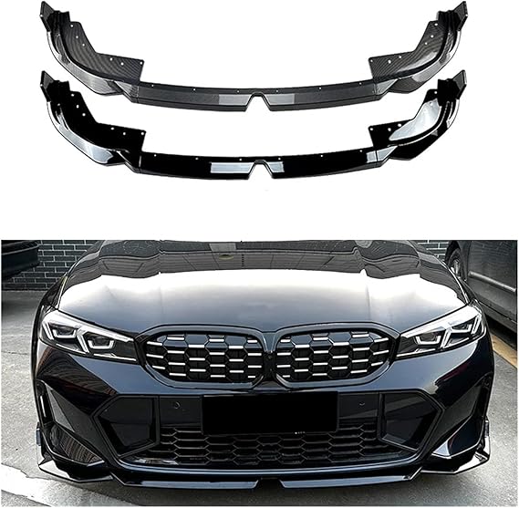 BMW G20 LCI Front Lip – Gloss Black / Carbon Look - German Auto B